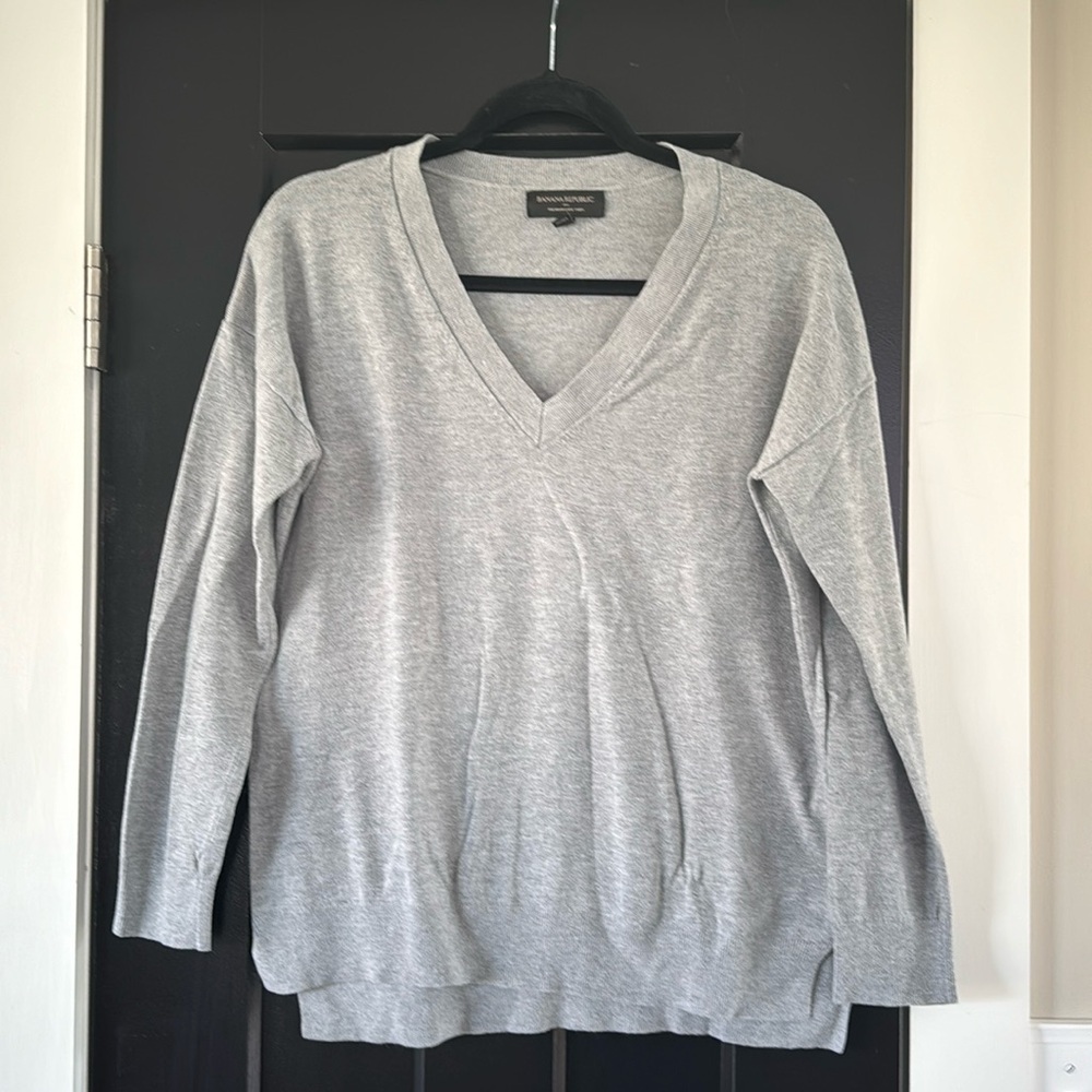 Gray V neck sweater